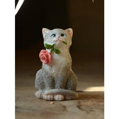Cute Kittens Cat Figurine Micro Landscape Ornaments Decorative Figurines Garden Desk Deco Jouet Enfant Home Decoration BK50SB
