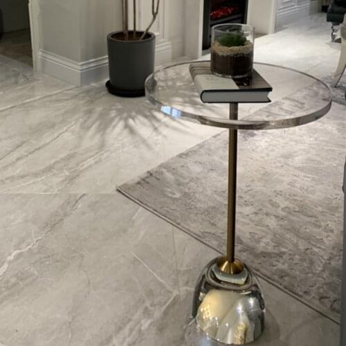 Model Room Transparent Acrylic Side Table Small Apartment Living Room Sofa Corner Table Light Luxury Stainless Steel Plexiglass