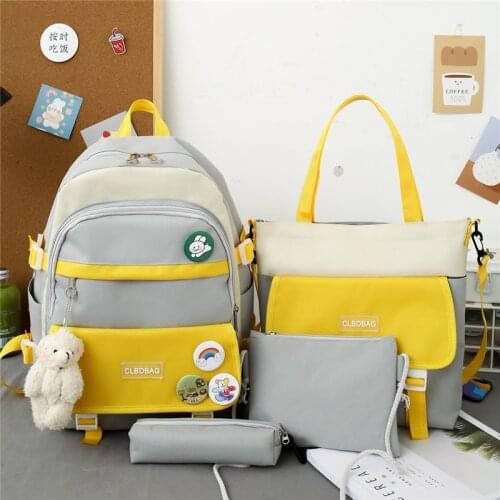 4 Piece Set High School Bags for Teenage Girls Anti-theft Travel Backpack Women Bookbags Student Schoolbag Bolsas Escolar 56