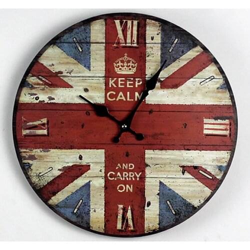 12 lnch Painted British Flag Wall Clock Living Room Restaurant Cafe Wall Decoration For Home Clocks For Christmas Decoration