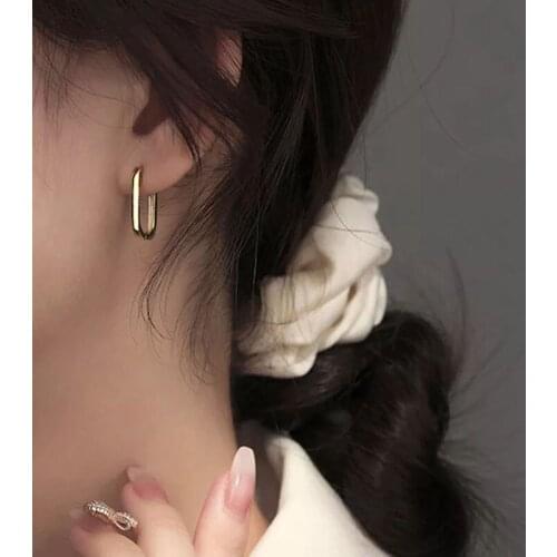 PiercingJ New Trendy Triangle Hoop Earrings Temperament Simple Charm Elegant Jewelry Accessories Silver Gold Ear Clip Stud