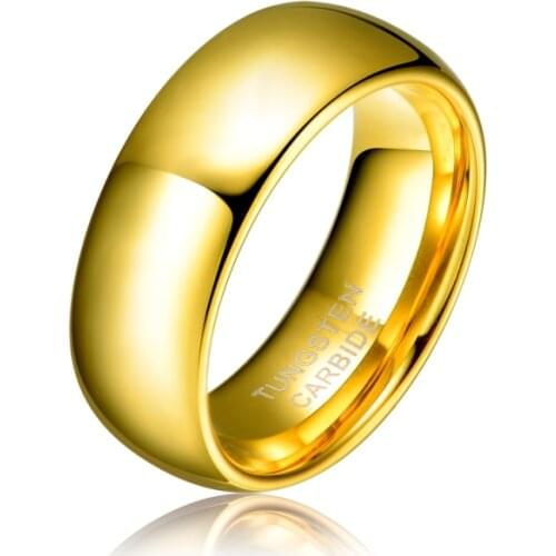 Wholesale 55pcs/lot 8MM Gold Tungsten Carbide Ring Mens Wedding Engagement Bands Alliance Jewelry Size 4-15