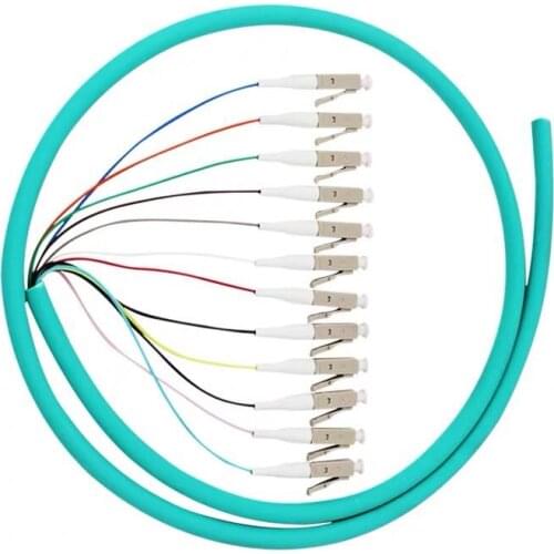 12 Fibers Pigtail LC 50/125 Multimode OM3 Bunch 12 core Fiber Optic Pigtail