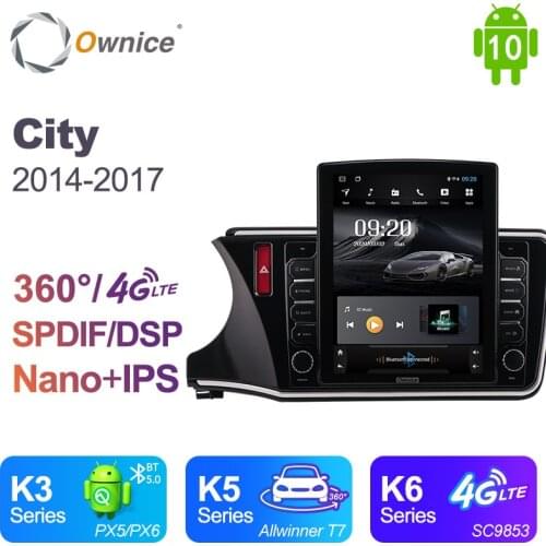 Ownice Android 10.0 Car Radio for Honda City 2014 - 2017 GPS 2 Din Auto Audio System Stereo Player 4G LTE Tesla Style