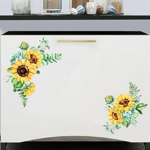 Beautiful Sunflower Rattan Pattern Wall Sticker Furniture Living Room Bedroom Decorative Stickers