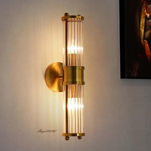 Postmodern Crystal Copper Wall Light Luxury Led Wall Lamp Lights for Bedroom Wall Sconce Living Room Decor Bathroom Mirror Light