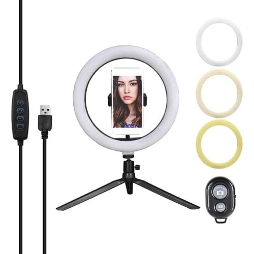 ProfessionalDimmable Ring Lamp 10 inch Selfie LED Ring Light with Tripod for Makeup Live Streaming Photography Video