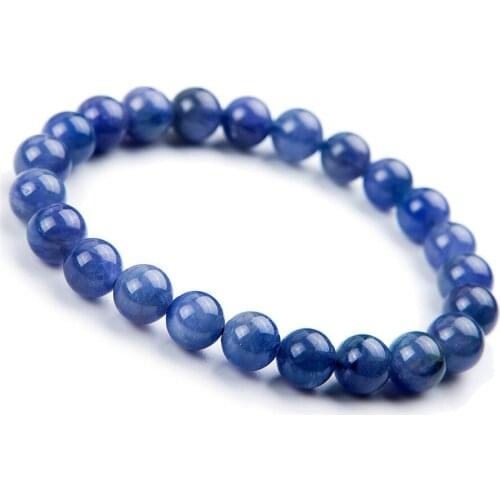 Drop Shipping 8mm Blue Natural Stone Bracelets Women Men Stretch Crystal Round Bead Natural Tan zanite Bracelet