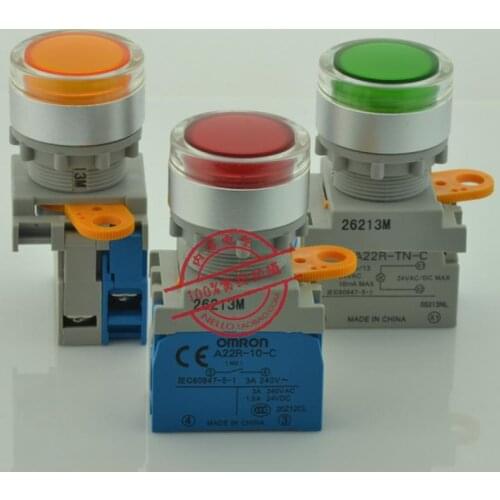[ SANY ] 22mm flat head illuminated buttons A22RL-F *-24A-10M self-resetting 24V 1NO--10PCS/LOT