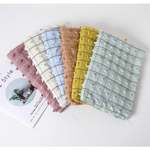 Pom Poms Jacquard Ball Muslim Scarf Hijab Fashion Plaid Womens Headwrap Viscose Cotton Long Shawl Autumn Winter New Style Stole