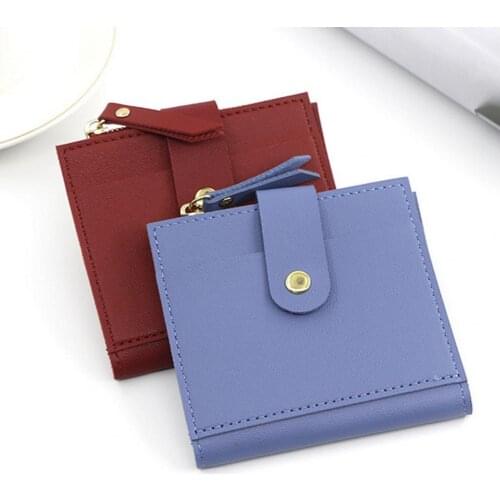Wallet Multi Slots Pendant Zipper Square Short Buckle Folding Women Wallet for Shopping
