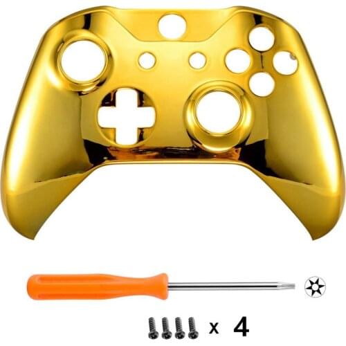 For Microsoft Xbox One S & Xbox One X Controller Chrome Gold Edition Front Housing Shell Case Cover Faceplate Replacement