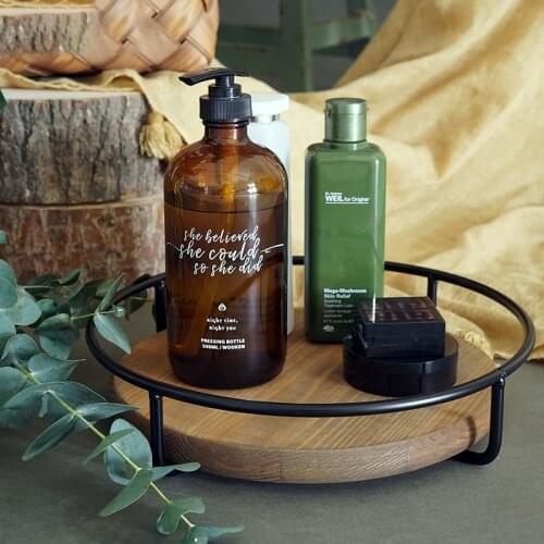 Antique Europe style metal frame wooden beautiful round trays