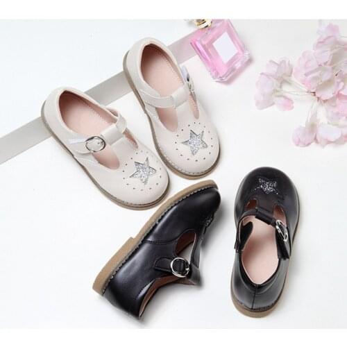 Children Leather Shoes Girls Solid Round Toe Flat Princess Shoes Kids Korean Style Ladies Shoes Girl Birthday Present 23-33