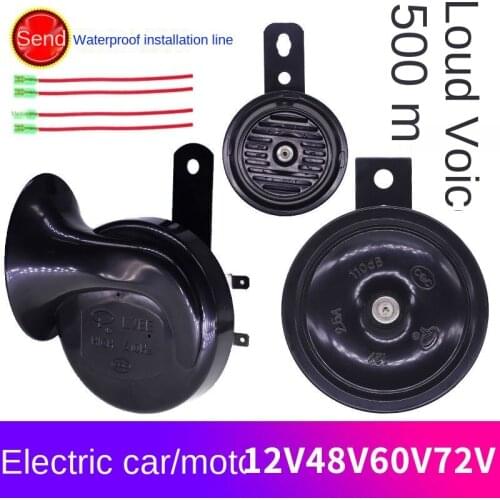 Universal Motorcycle Electric Horn Kits 12V 36V 48V 60V 72V 1.5A 110db Waterproof Round Loud Horn Speaker Scooter Moped eBike
