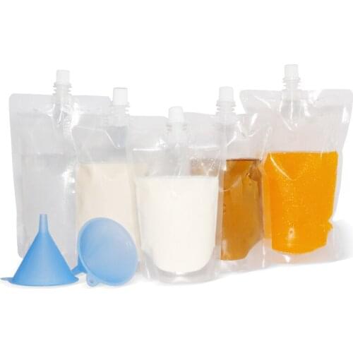 100 Pack, Stand-up Plastic Drink Packaging Bag Spout Pouch for Beverage Liquid Juice Milk Coffee