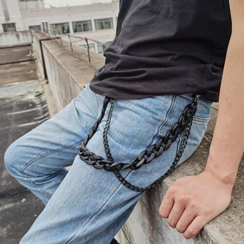 Vintage Hip Hop Mens Jeans Waist Metal CCB Key Chain Gothic Punk Pants Trousers Wallet Belt Chunk Keychain Gadgets For Men Decor