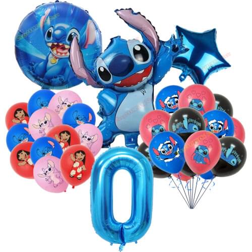 Disney Loli Stitch Ballon Party Decoration Banner Backdrop Topper Birthday Supplie Shower Kid Number Balloon Supply Disposable