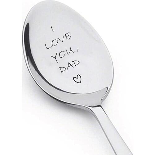 I Love You Dad Engraved Ice Cream Spoon Coffee Blender Kitchen Tool Father Gift Best dad gifts from daughter or Fathers day gift