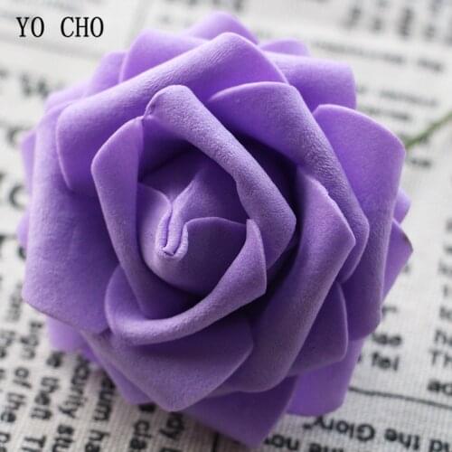 YO CHO 12PCS Foam Flowers Rose Artificial Flower Pink Wedding Bouquet White Artificial Flower Heads Gift Box Decorative Flowers