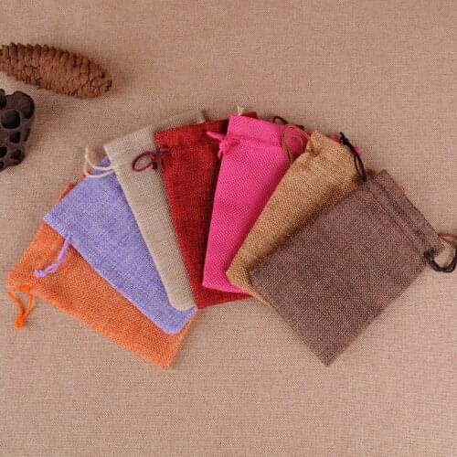 Hot (15x20cm) Linen Jute Drawstring Gift Bags Sacks Wedding Birthday Party Valentine Favors Jewelry Candy Storage Pouch 1 Piece