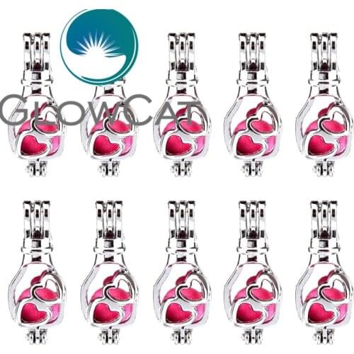 10x K539 Vintage Wishing Bottle Beads Cage Pendant Making Essential Oil Diffuser Aromatherapy Handcraft Jewelry Accessories