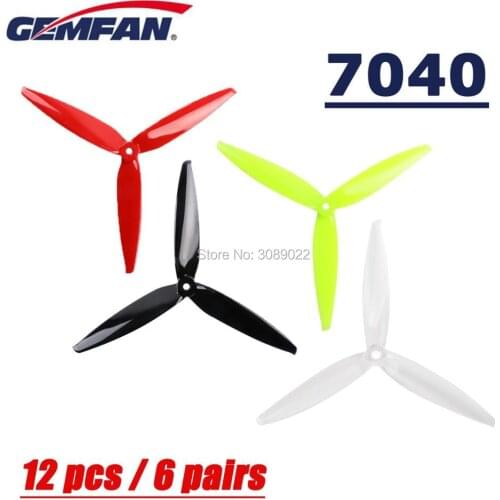 12 pcs/6 pairs Gemfan Flash 7040 7 Inch 3-Blade 7040 PC CW CCW Propeller for RC Models Multicopter Frame Spare Part Accessor