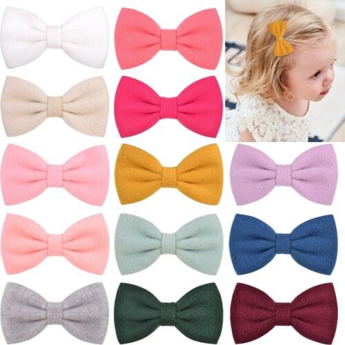 16 Pcs/lot 2'' Candy Colors Baby Bows Hair Clips For Cute Girls Boutique Cotton Hairpins Barrette Headwear Kids Hair Accessories