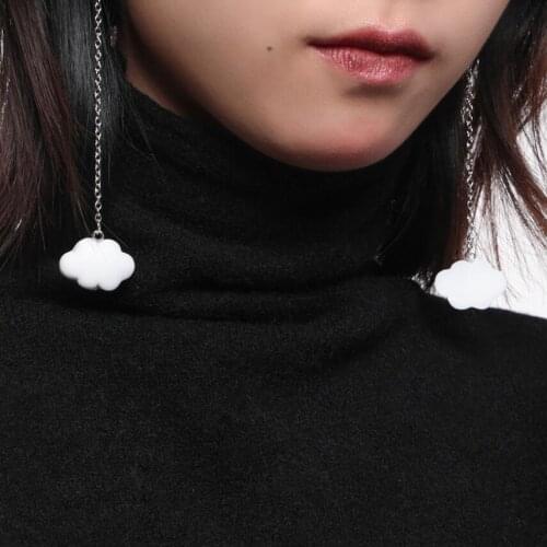 2020 Ins Fashion Korean White Clouds Earrings for Women girls Cute Simple Cloud Earrings with Chain SImple Ladies Ears Jewellery
