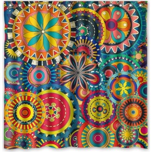 Abstract Fractal Geometry Flower Shower Curtain Bath Curtains Mildew Resistant Polyester Bathroom Curtain With Hooks 180*180cm