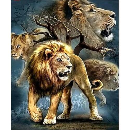5D DIY Full Round/Square Diamond Painting Animal Lion 3D Embroidery Cross Stitch Rhinestone Mosaic Home Decor Gift Y183