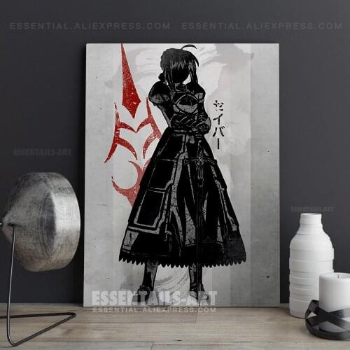 Artoria Pendragon Saber Fate Anime Poster Canvas Wall Art Painting Decor Pictures Bedroom Study Room Home Decoration Prints