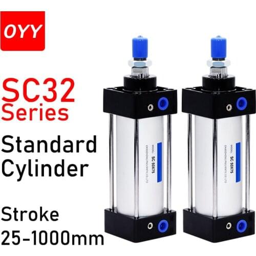 Free Shipping SC32 Standard Bore 32mm Stroke 25-1000mm Double Acting With magnetic Aluminium Alloy Pneumatic Cylinders