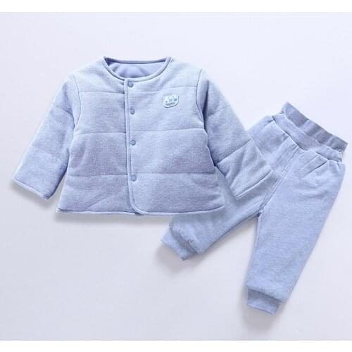 Children clothes winter warm baby sets 100% cotton baby boy & girls clothes kids coat and pants padding quilted baby clothes