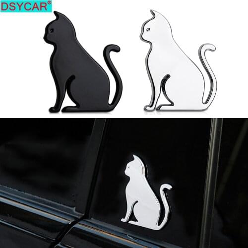DSYCAR 1Pcs Fashion 3D Metal Car Decoration Metal Cat Adhesive Car Badge Emblem Sticker for Universal Cars Moto Bike Car Styling