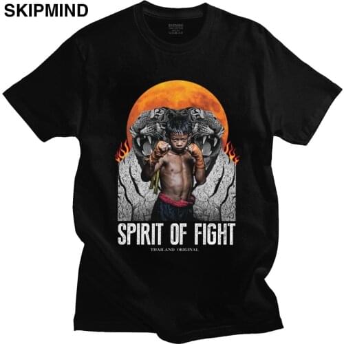 Cool Muay Thai Kickboxing T Shirt for Men Round Neck Short Sleeve Thailand Fight Fan Printed T-shirt Pure Cotton Fit Tee Gift