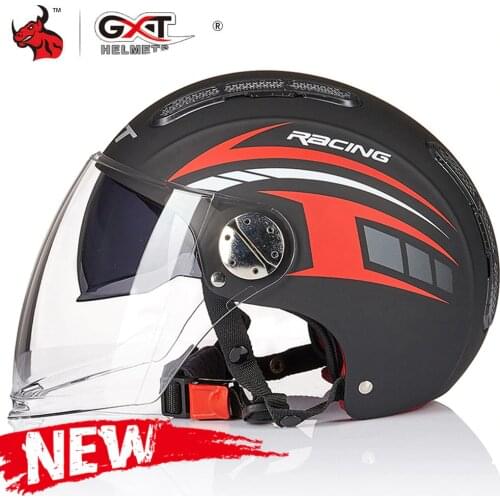 GXT Motorcycle Helmet Open Face Dual Lens Visors Moto Helmet Electric Bicycle Helmet Summer Scooter Motorbike Helmet Casco Moto