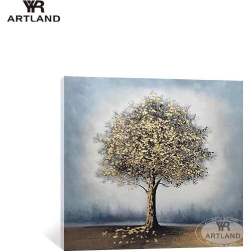 Best selling home decoration gold money tree picutre Handmade acrylic oil painting on canvas wall art poster for living room