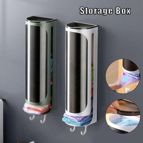 Home Garbage Bag Storage Box Wall Mount Punch Free Rubbish Bag Dispenser Kitchen Supply Free Home Storage & Organization