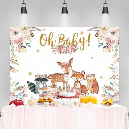 Laeacco Birthday Photocall Animals Flowers Safari Party Jungle Custom Photography Backdrops Photo Backgrounds For Photo Studio