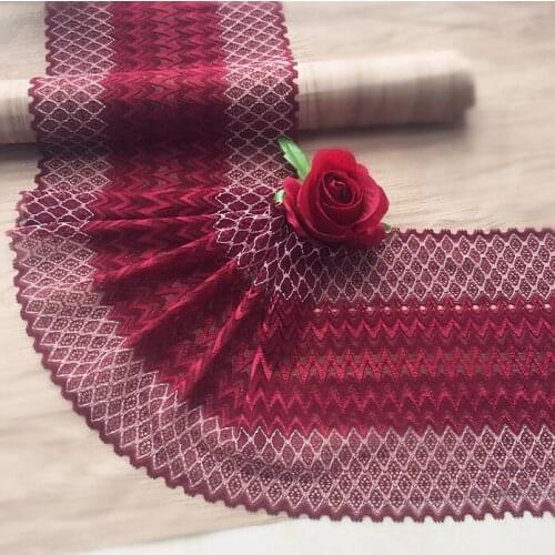 2 Meters Deep Red Lace Ribbon Mesh Wave Pattern 2 Colors Sewing Headband Accessories Elastic Stretch Lace Trim 23cm