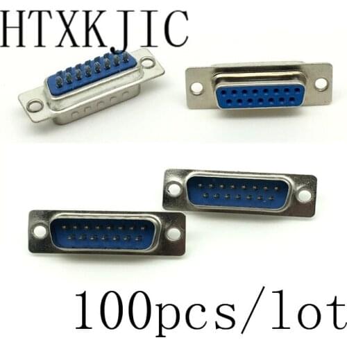 Hot sale100Pcs DB15 15 Pin Male Jack Adapter Plug Solder Connector Replacement db15 Female