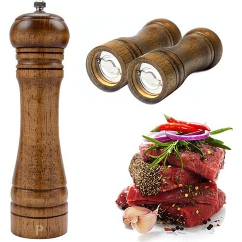 1pcs 5/8/10inch Pepper Spice Mills Cooking Gadgets Oak Wood Handheld Pepper Salt Grinder Seasoning Set For Ktitchen BBQ Tools