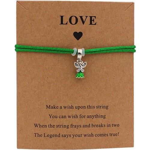 Lovely Handmade Gren angel with wings butterfly Wish string bracelet making jewelry for women best friend gift for kids Princess