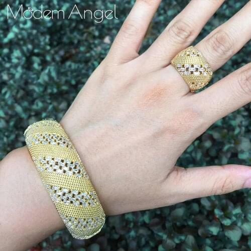 ModemAngel Fashion New Geometric Shape Gold Jewelry Bracelets & Bangles And Ring For Women ModemAngel Wedding