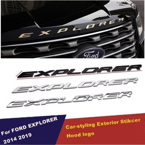DIY car 3D EXPLORER Fixed Letters Hood Emblem Chrome Logo Badge Sticker For Ford Explorer Sport 2011 2014 2015 2016 2017 2019