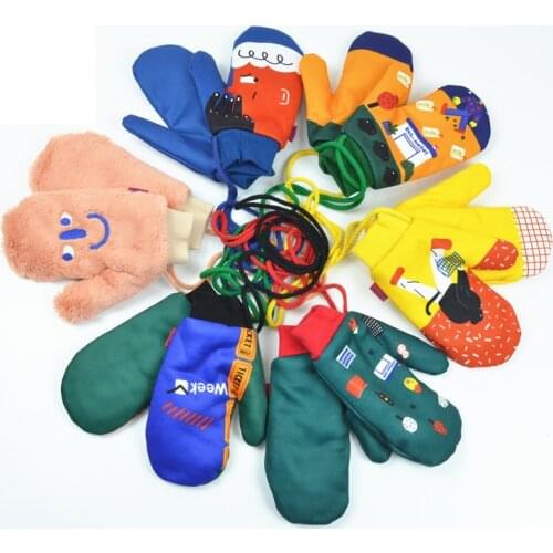 Girls' Wrist Gloves Winter Warm Thicken Velvet Warm Lady Mittens Women Gloves Preppy Style Lanyard Wrist Cute Harajuku