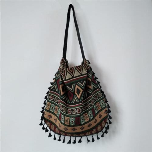 Beach Womens Single Shoulder Bag Large Capacity Women Bag Handbags Fabric Bohemian Ethnic Style Su Bag Bolsos Mujer Clutch Bag