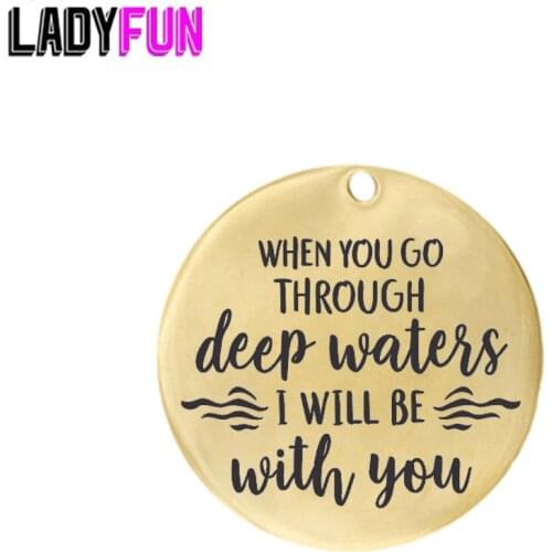 Bible Verse Charms Stainless Steel Charm Pendant When you go through Deep waters... Wholesale Jewelry Lots Handmade Accessories