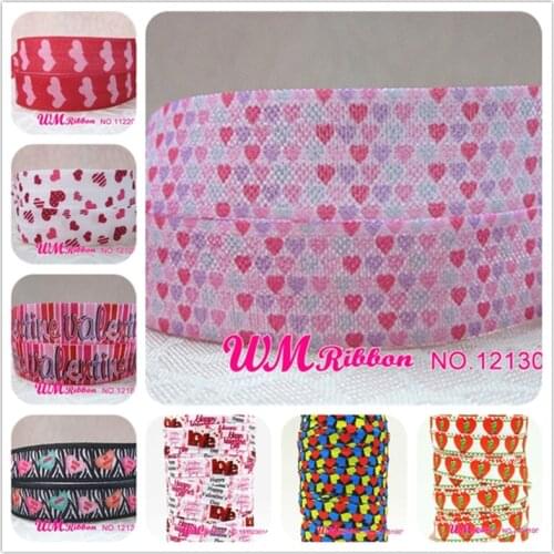 Q&N ribbon wholesale/OEM 5/8inch Valentines Day folded over elastic FOE 50yds/roll free shipping for hair tie